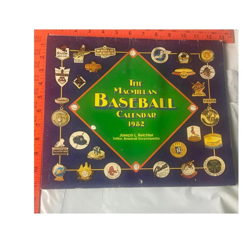 Vintage 1982 Macmillan Baseball Calendar MLB World Series History Retro Sports